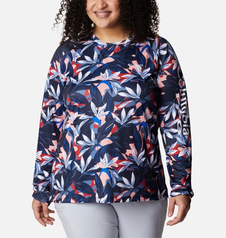 Women\'s Columbia PFG Super Tidal Tee II Long Sleeve Sweatshirts Flower | Plus Size CA-Q3C01